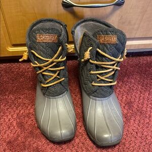 Sperry Gray and Tan Duck Boots